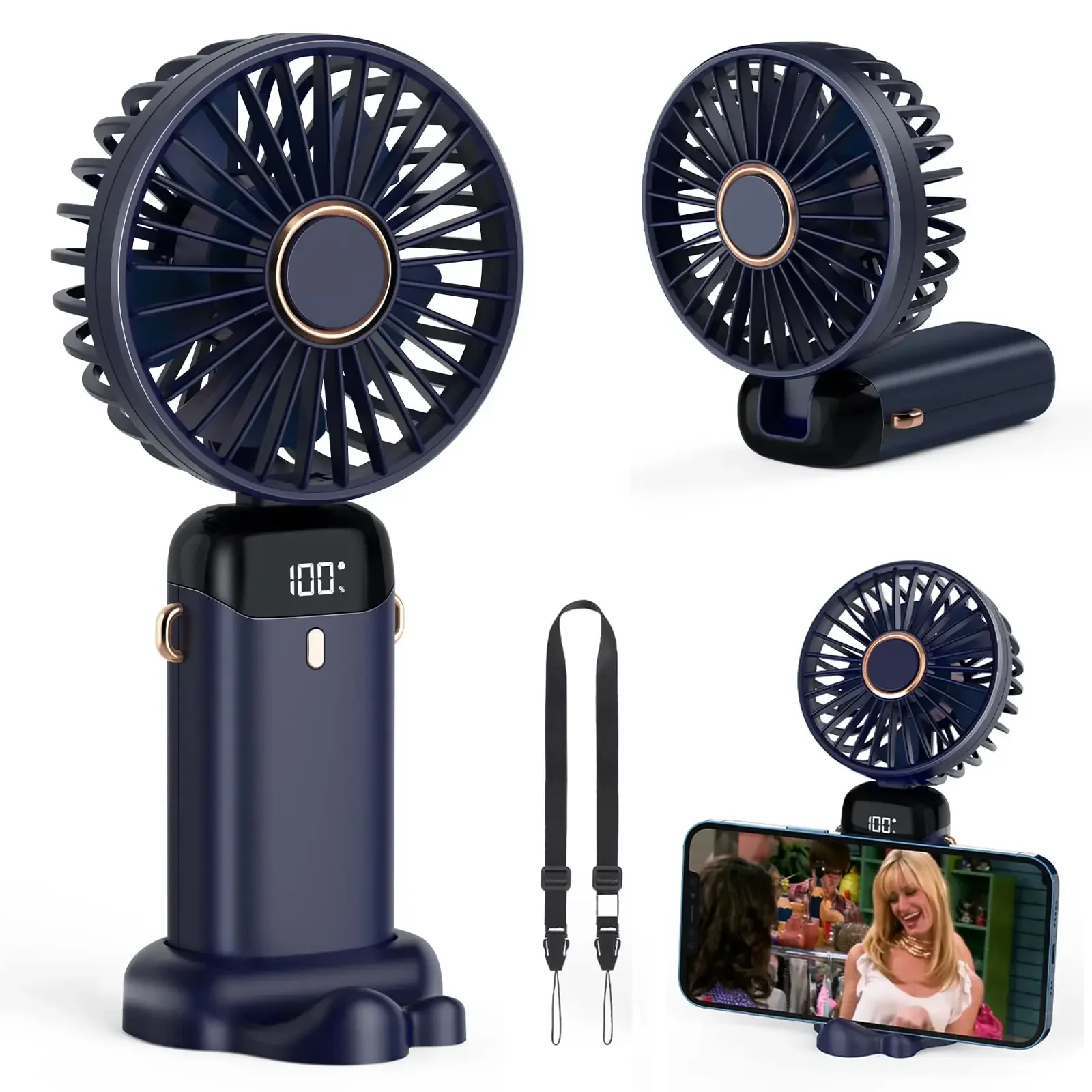 Neck Hanging Phone Holder - 5000mAh Mini ventilateur portatif sans fil